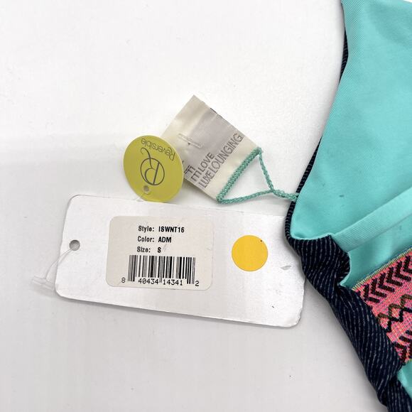 L SPACE Bikini Top Womens Small Blue Denim Reversible Southwestern Swim NWT - Picture 6 of 9